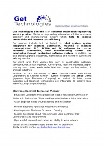 Electrical Electronic technician advertisement-2