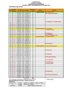 training calendar year 1