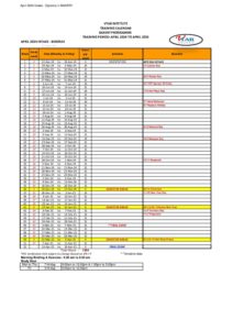 BAKERY TRAINING CALENDAR BKR0424