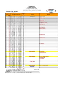 TRAINING CALENDAR BEE0424