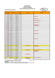 TRAINING CALENDAR WEE0424